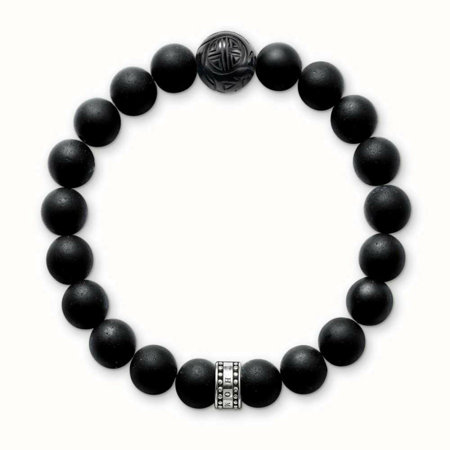 Jewelry Thomas Sabo Jewellery | Thomas Sabo Bracelet 19Cm Black 925 Sterling Silver/ Obsidian