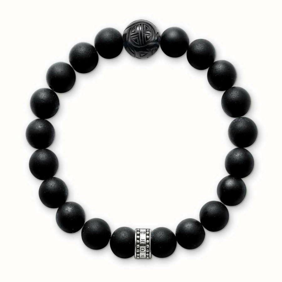 Jewelry Thomas Sabo Jewellery | Thomas Sabo Bracelet 21Cm Black 925 Sterling Silver/ Obsidian