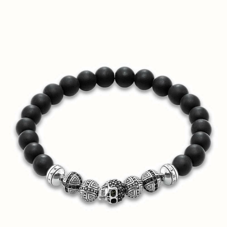 Jewelry Thomas Sabo Jewellery | Thomas Sabo Bracelet 17Cm Black 925 Sterling Silver/ Obsidian/ Zirconia