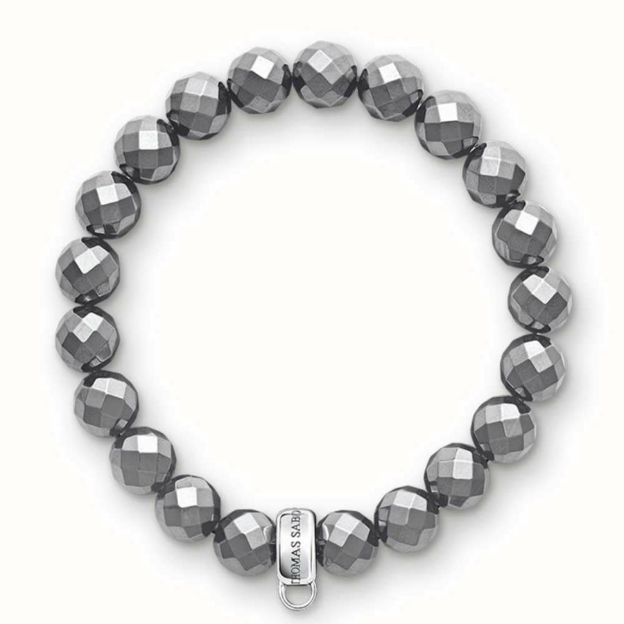 Jewelry Thomas Sabo Jewellery | Thomas Sabo Bracelet 17.5Cm Charm Carrier Black 925 Sterling Silver/ Reconstructed Hematite