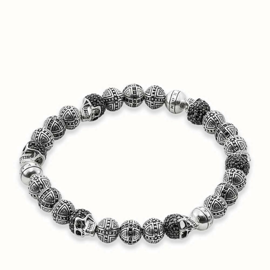 Jewelry Thomas Sabo Jewellery | Thomas Sabo Bracelet 17Cm Black 925 Sterling Silver/ Zirconia