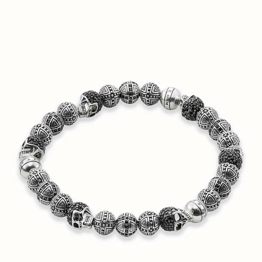 Jewelry Thomas Sabo Jewellery | Thomas Sabo Bracelet 19Cm Black 925 Sterling Silver/ Zirconia