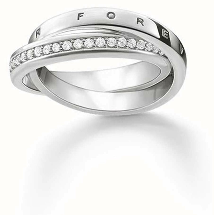 Jewelry Thomas Sabo Jewellery | Thomas Sabo Silver C/Z 2 Band Ring Tr2099-051-14-54