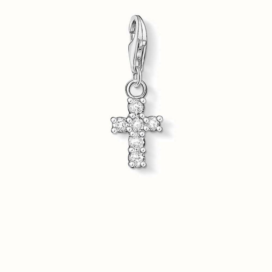 Jewelry Thomas Sabo Jewellery | Thomas Sabo Cross Charm White 925 Sterling Silver/ Zirconia