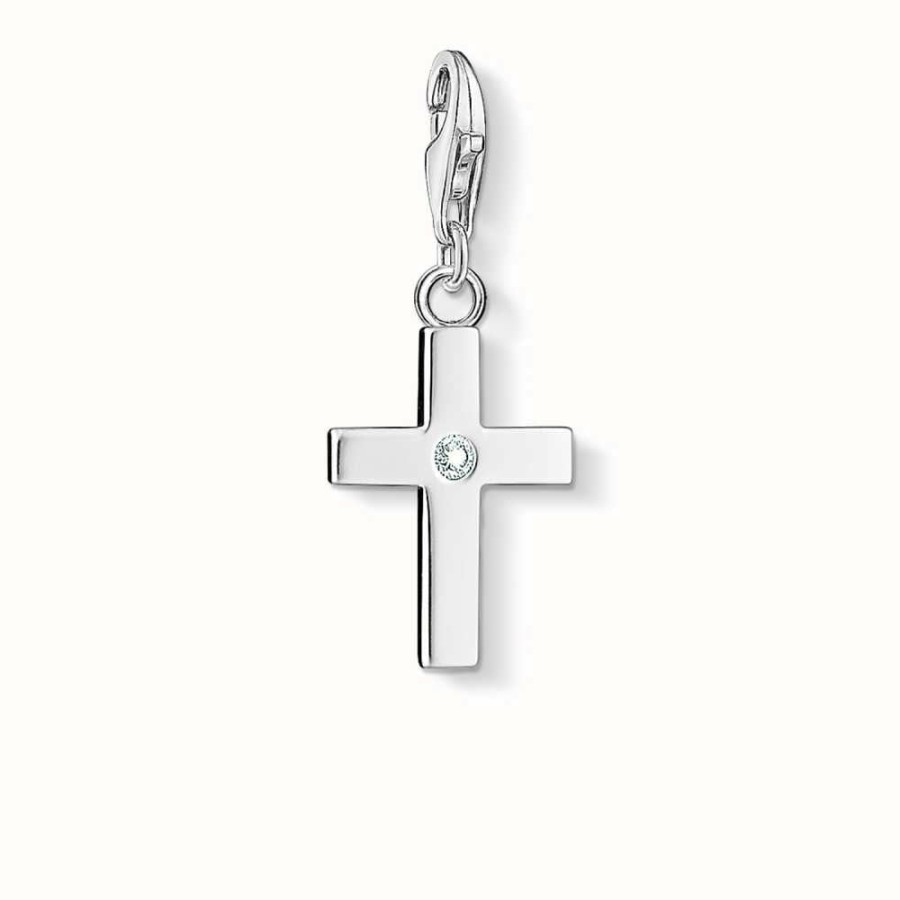 Jewelry Thomas Sabo Jewellery | Thomas Sabo Cross Charm White 925 Sterling Silver/ Zirconia