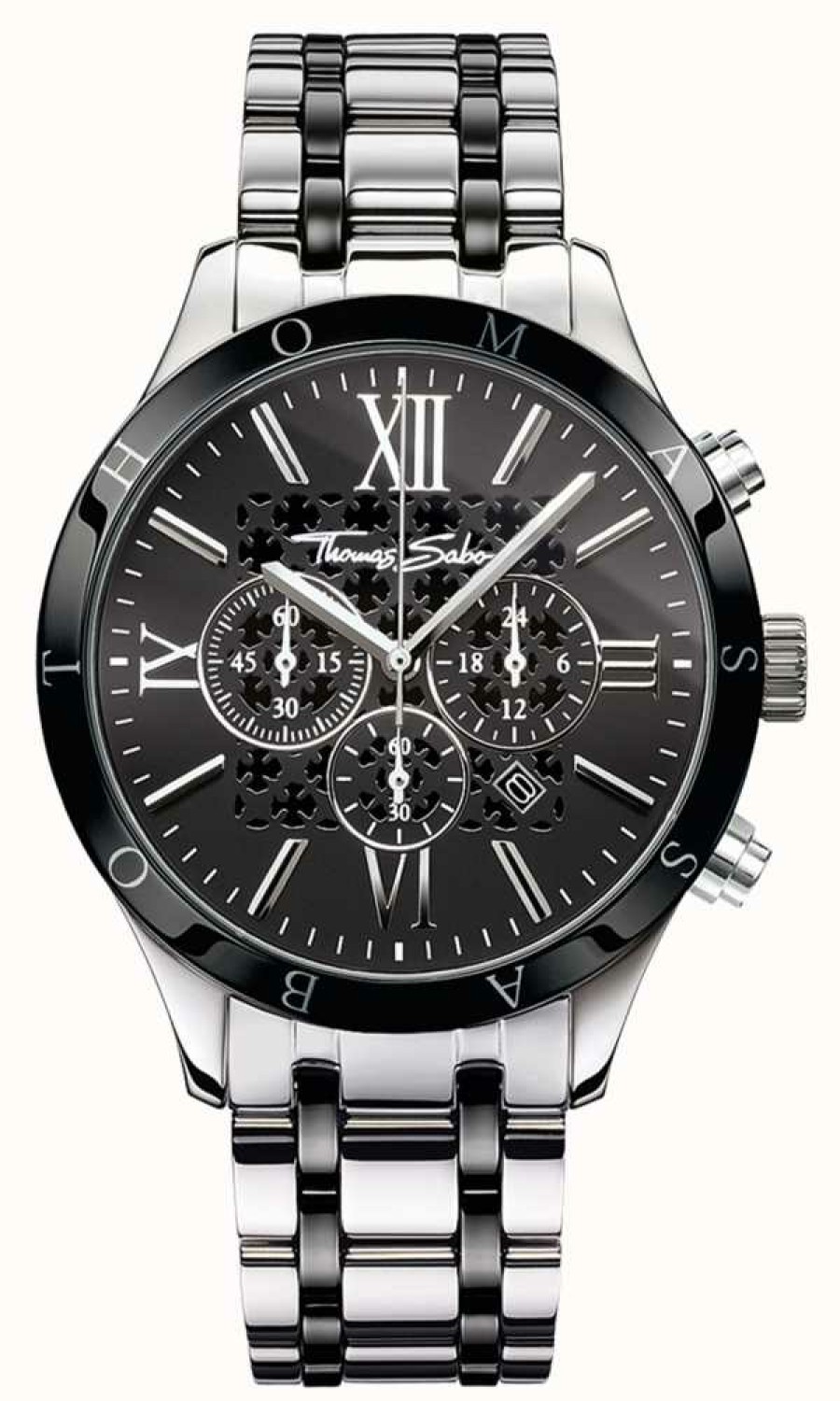 Men'S Thomas Sabo | Thomas Sabo Men'S Black Dial Stainless Steel Strap