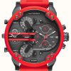 Men'S Diesel | Diesel Men'S Daddy 2.0 Red Silicone Stainless Steel