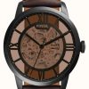 Men'S Fossil | Fossil Men'S Townsman Automatic | Brown Skeleton Dial | Brown Leather Strap