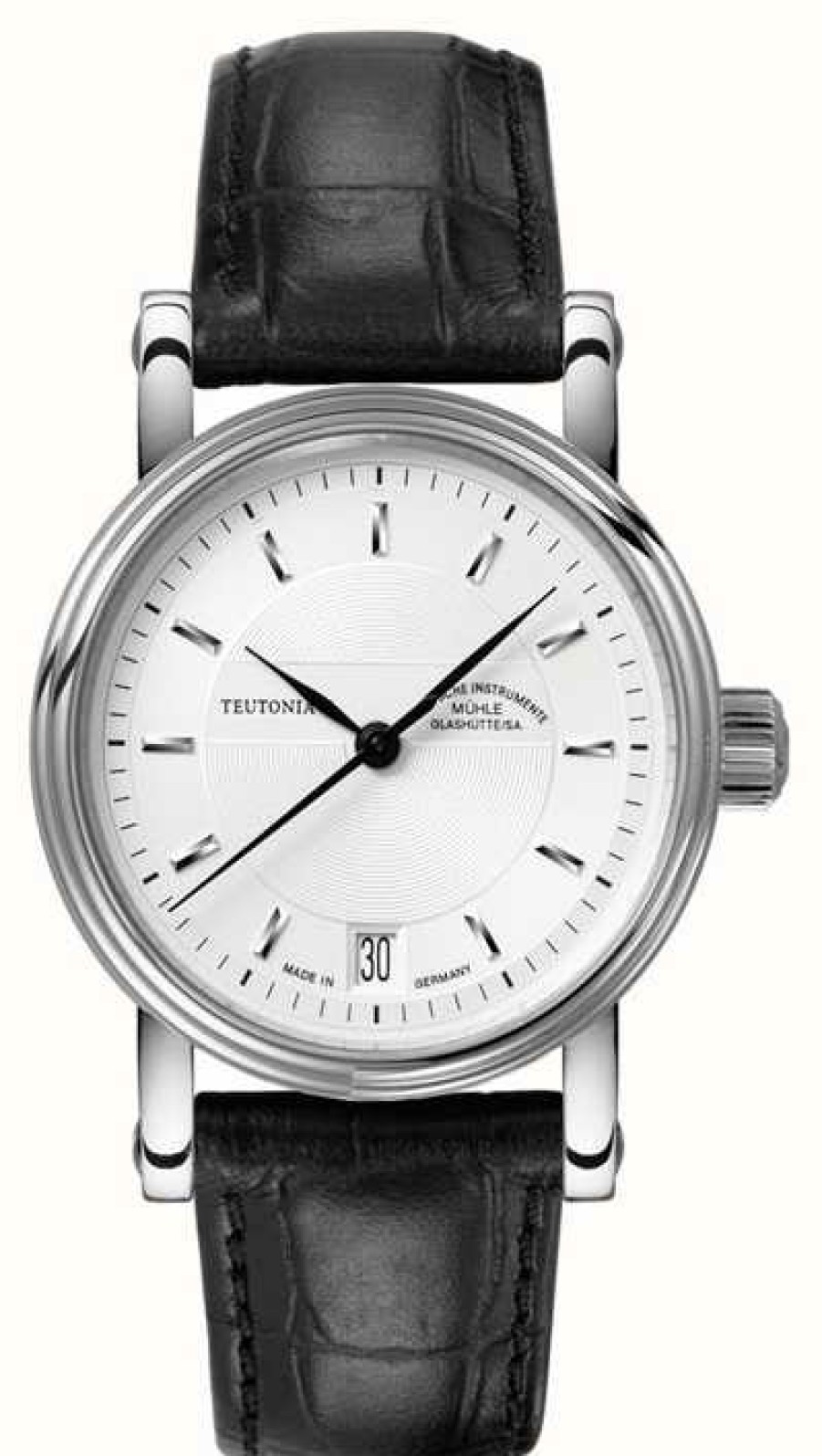 Men'S Muhle Glashutte | Muhle Glashutte Teutonia Ii Medium Leather Band Silver Dial