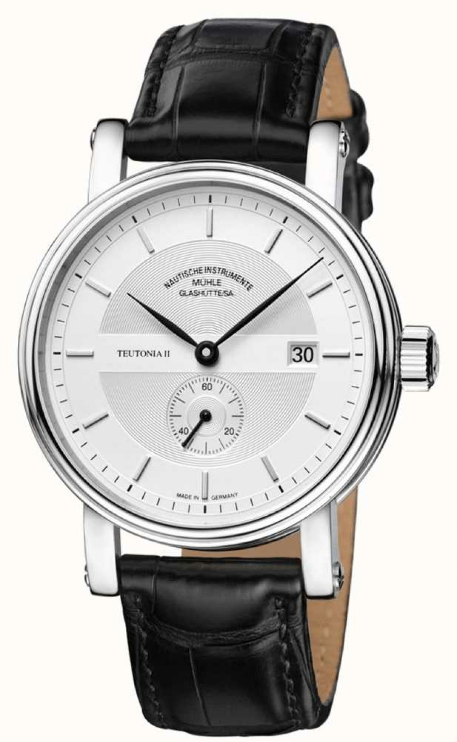 Men'S Muhle Glashutte | Muhle Glashutte Teutonia Ii Kleine Sekunde Leather Band Silver Dial