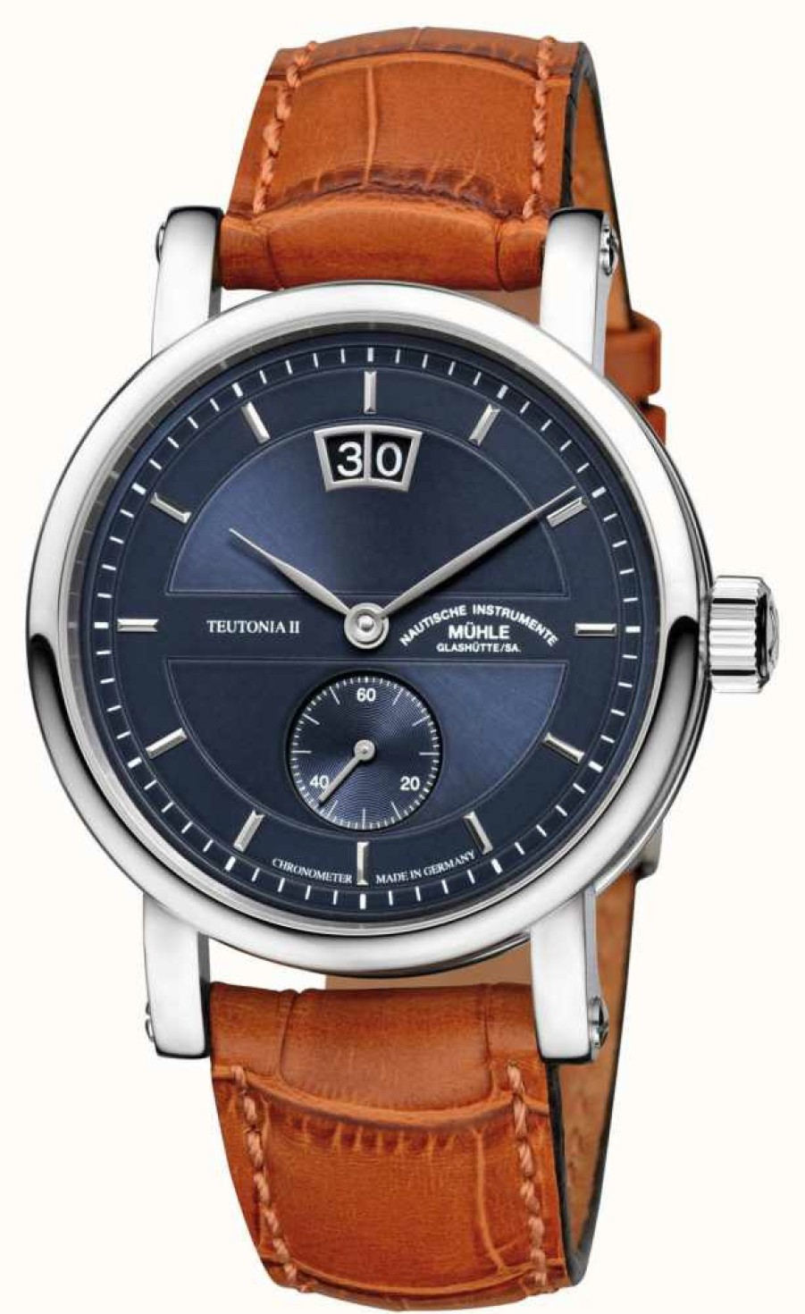 Men'S Muhle Glashutte | Muhle Glashutte Teutonia Ii Kleine Sekunde Leather Band Night Blue Dial