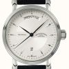 Men'S Muhle Glashutte | Muhle Glashutte Teutonia Ii Tag/Datum Leather Band Silver Dial