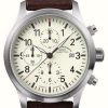 Men'S Muhle Glashutte | Muhle Glashutte Terrasport I Chronograph Leather Band Cream Dial