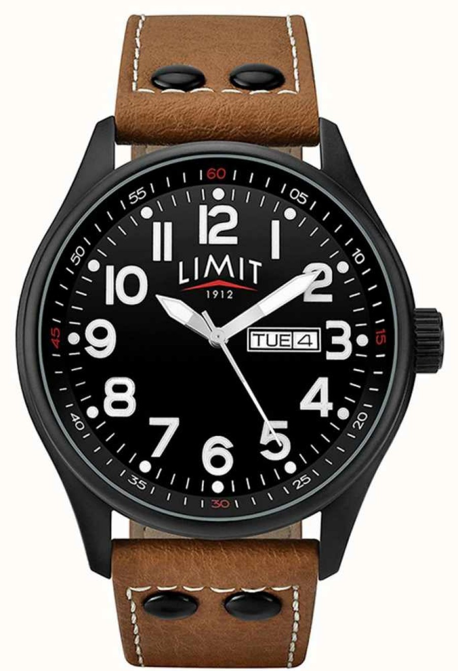 Men'S Limit | Limit Men'S Brown Pu Leather Strap Black Dial