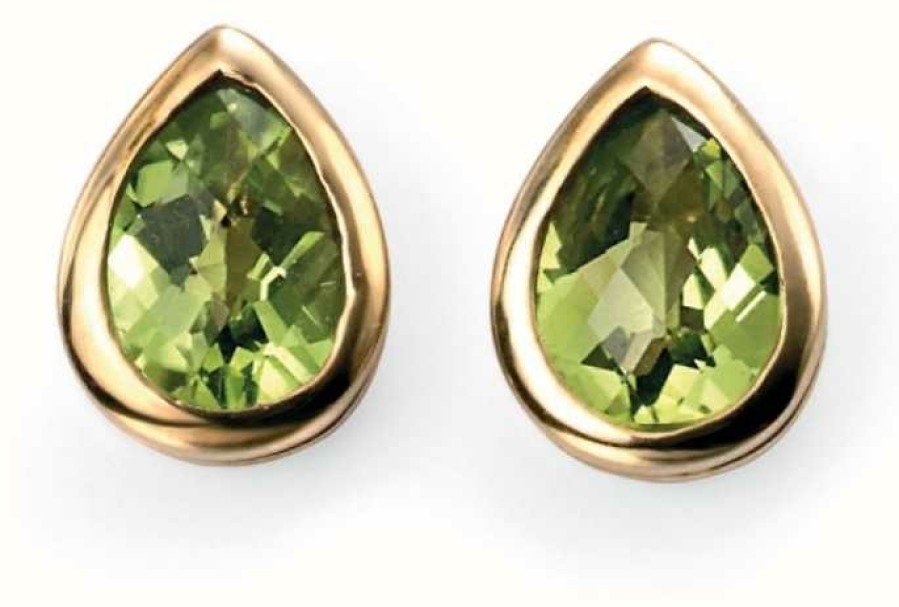 Jewelry Elements Gold | Elements Gold 9Ct Yellow Gold Peridot Teardrop Stud Earrings