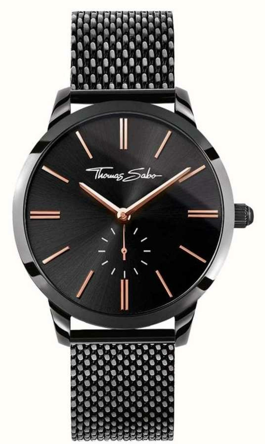 Women'S Thomas Sabo | Thomas Sabo Womans Glam Spirit Black Steel Mesh Strap Black Dial