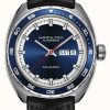 Men'S Hamilton | Hamilton American Classic Pan Europ Day-Date Automatic (42Mm) Blue Dial / Black Leather Strap + Nato Strap