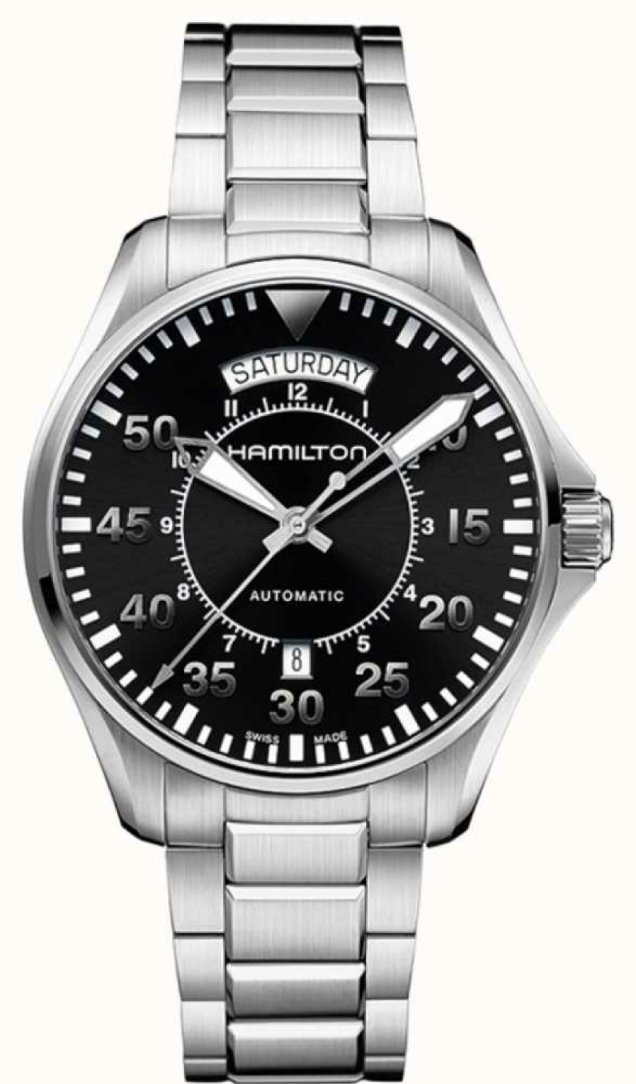 Men'S Hamilton | Hamilton Khaki Aviation Pilot Day-Date Automatic *Interstellar - 2014* (42Mm) Black Dial / Stainless Steel