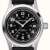 Men'S Hamilton | Hamilton Khaki Field Automatic (38Mm) Black Dial / Black Leather Strap