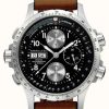 Men'S Hamilton | Hamilton Khaki Aviation X-Wind Auto Chrono *Independence Day - 2016* (44Mm) Black Dial / Brown Leather Strap