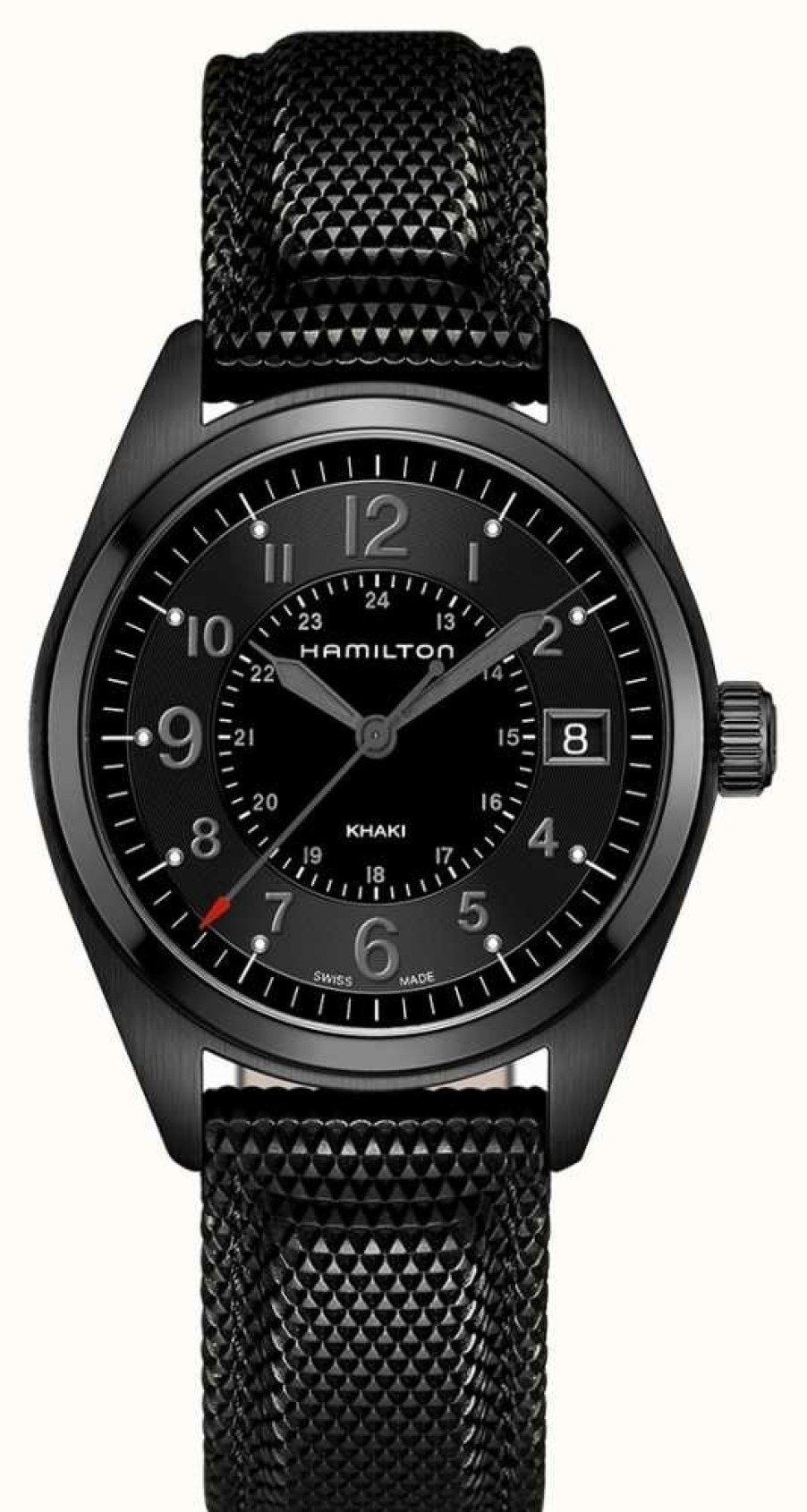 Men'S Hamilton | Hamilton Khaki Field Quartz (40Mm) Black Dial / Black Synthetic Strap