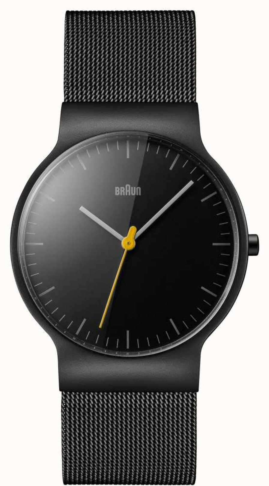 Men'S Braun | Braun Men'S Black Mesh Strap Black Dial