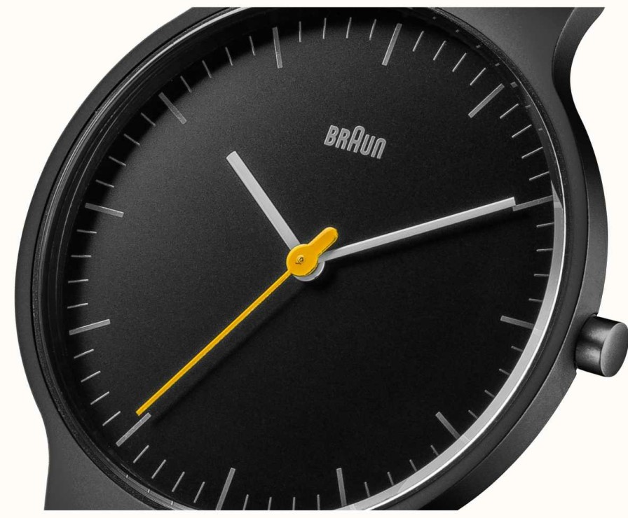 Men'S Braun | Braun Men'S Black Mesh Strap Black Dial