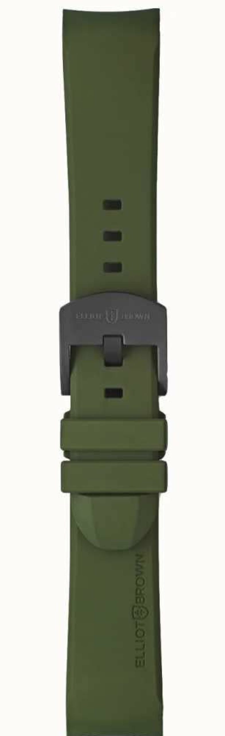 Men'S Elliot Brown | Elliot Brown Men'S 22Mm Green Rubber Gunmetal Tongue Buckle Strap Only