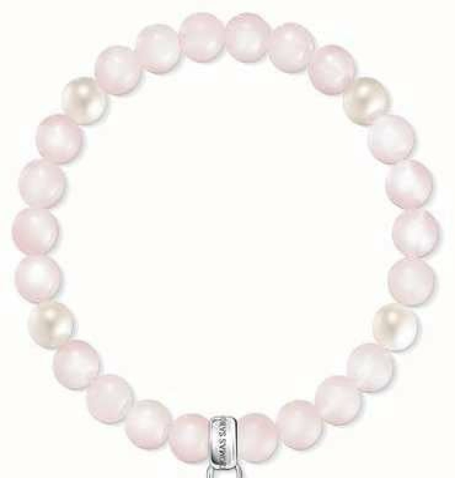 Jewelry Thomas Sabo Jewellery | Thomas Sabo Pink Rose Quartz And Pearl Sterling Silver Bracelet