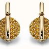 Jewelry Fiorelli | Fiorelli Gold 9K Yellow Gold Citrine Pave Disc Earrings