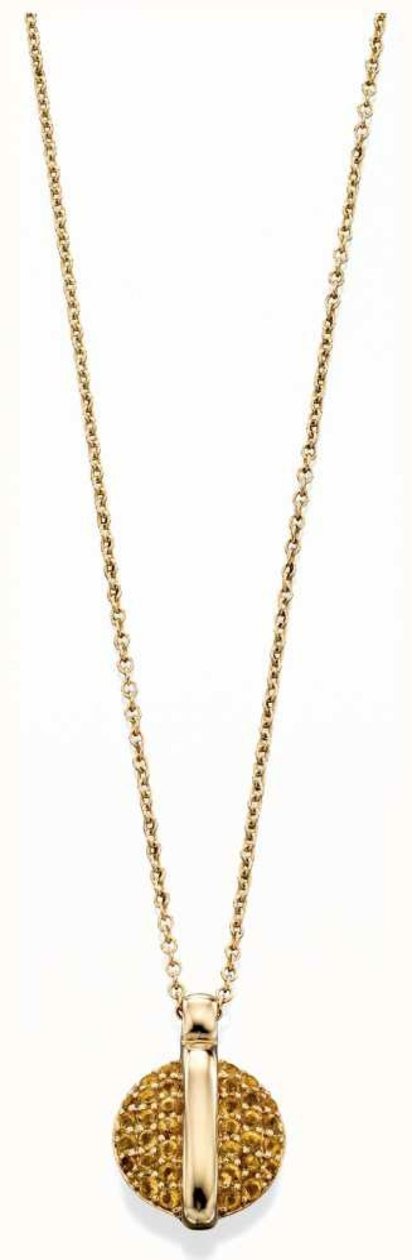 Jewelry Fiorelli | Fiorelli Gold 9K Yellow Gold Pave Citrine Disc Necklace