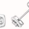 Jewelry James Moore | James Moore Th 9K White Gold Cubic Zirconia Square Stud Earrings