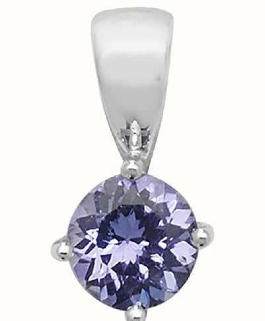 Jewelry James Moore | James Moore Th 9K White Gold Tanzanite Claw Set Pendant