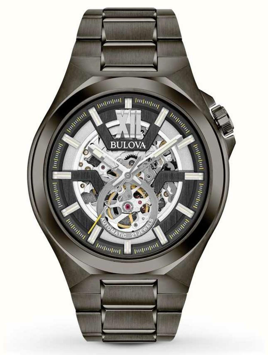 Men'S Bulova | Bulova Men'S Automatic Black Ion Plated