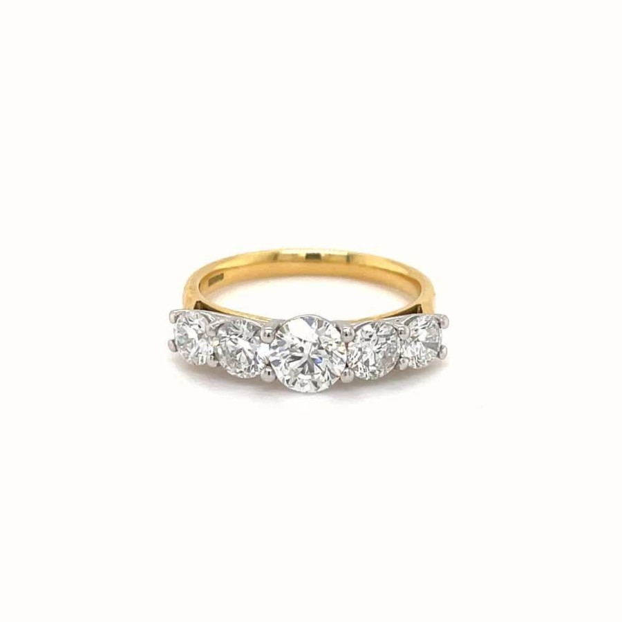 Jewelry James Moore | James Moore 19Ct Yellow Gold Plat Head 1.75Ct Diamond 5 Stone