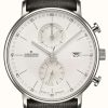 Men'S Junghans | Junghans Form C Chronoscope Calfskin Black Strap