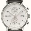 Men'S Junghans | Junghans Form C Chronoscope Calfskin Black Strap With Numbers