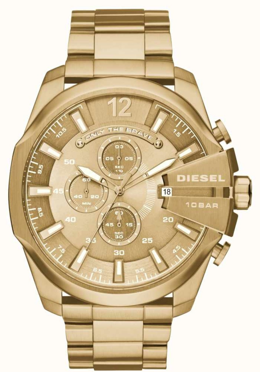 Men'S Diesel | Diesel Men'S Mega Chief Gold Tone Chronograph