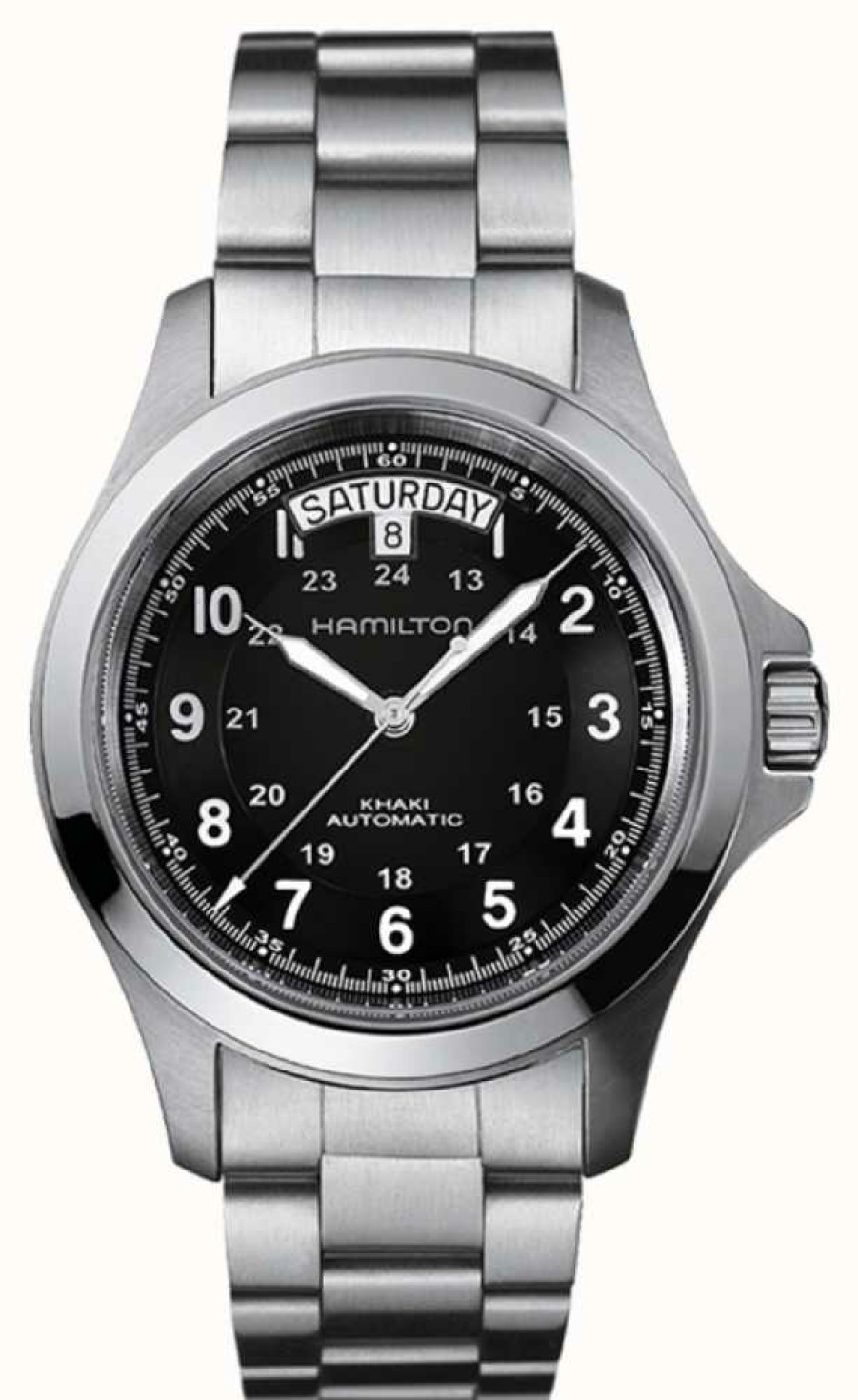 Men'S Hamilton | Hamilton Khaki Field King Automatic (40Mm) Black Dial / Stainless Steel