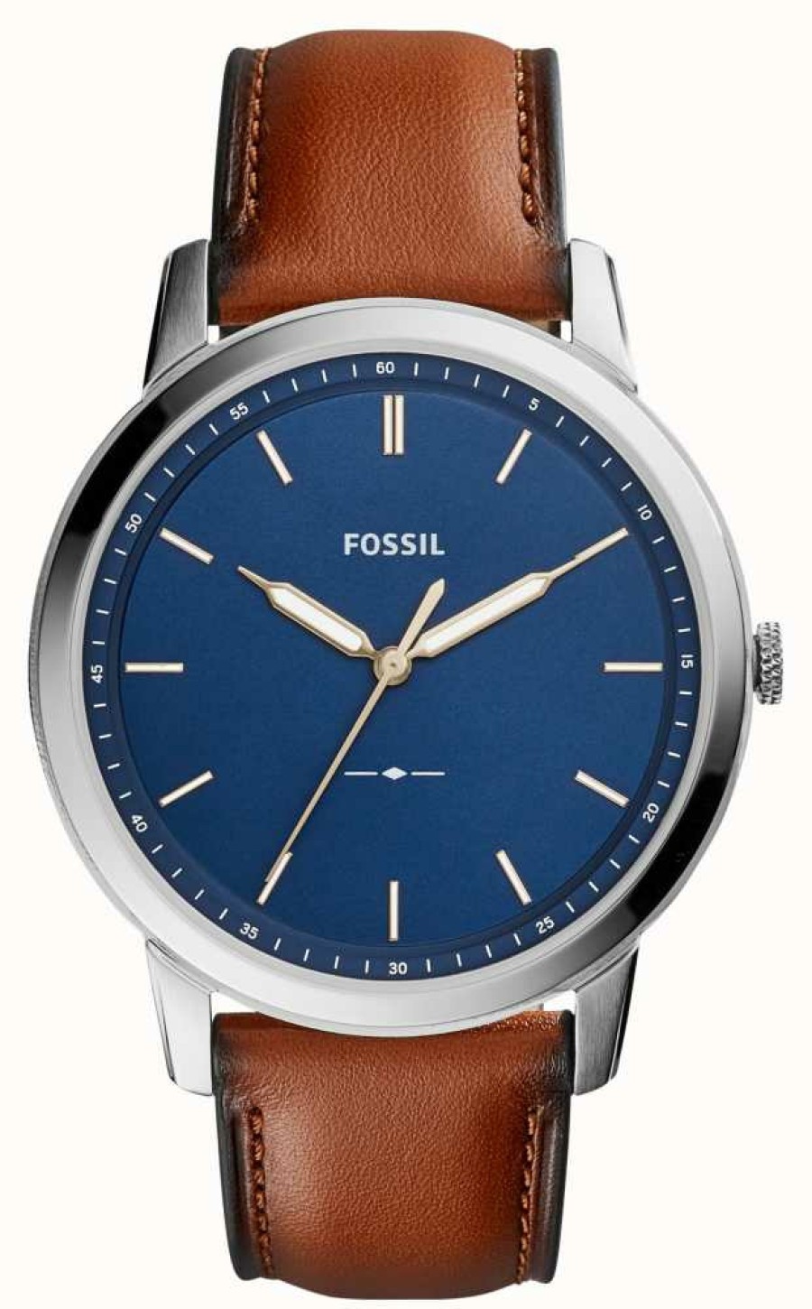 Men'S Fossil | Fossil Men'S Minimalist | Blue Dial | Brown Leather Strap