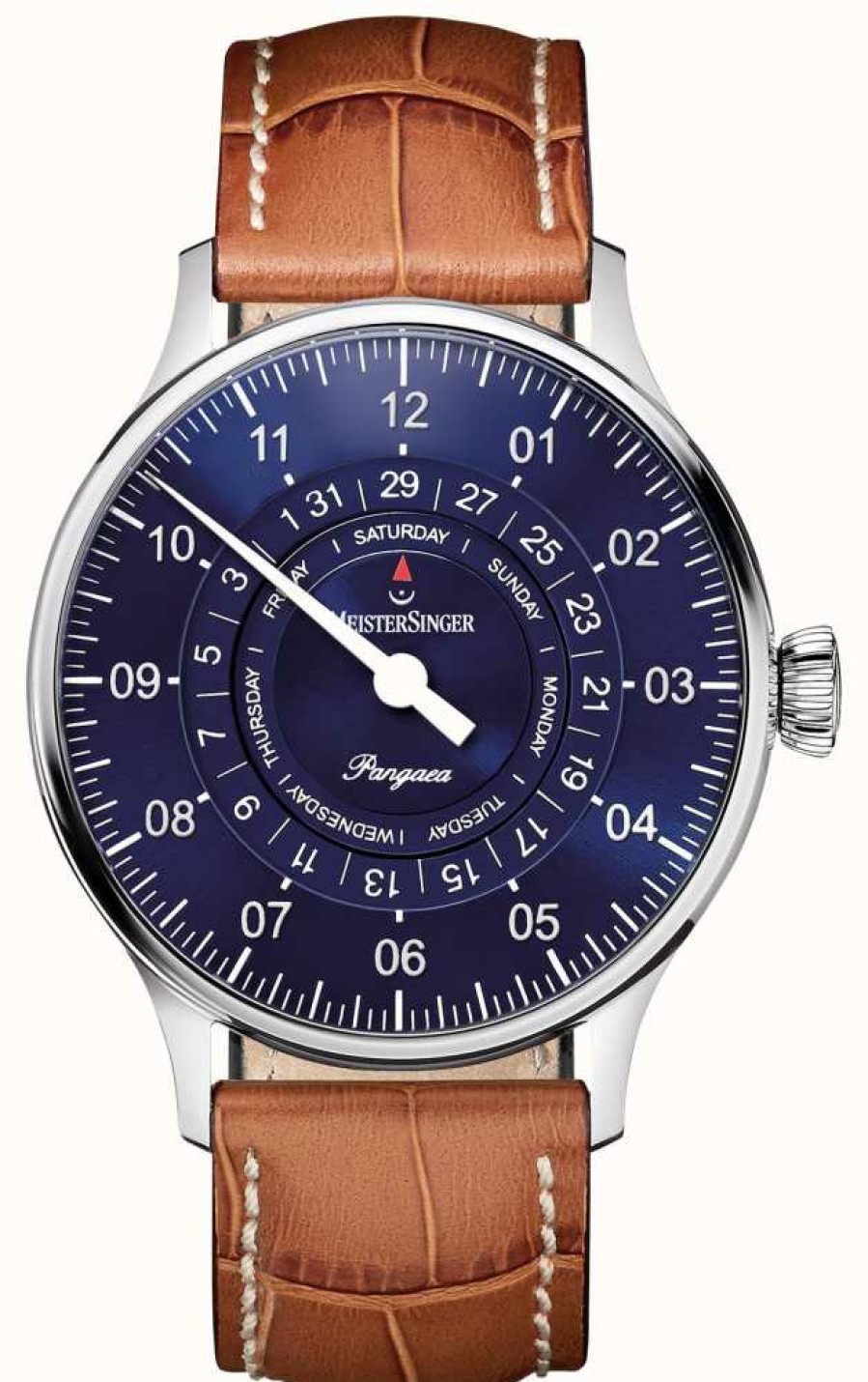 Men'S MeisterSinger | Meistersinger Men'S Classic Plus Perigraph Day Date Automatic Sunburst Blue