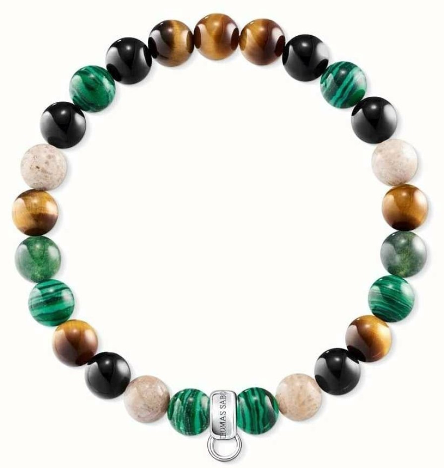 Jewelry Thomas Sabo Jewellery | Thomas Sabo Brown Green Black Stone Charm Bracelet