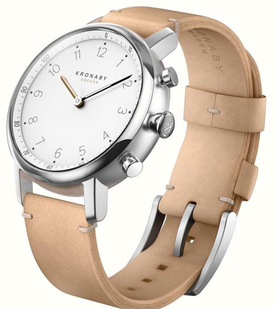 Women'S Kronaby | Kronaby Nord Hybrid Smartwatch (38Mm) White Dial / Beige Italian Leather Strap