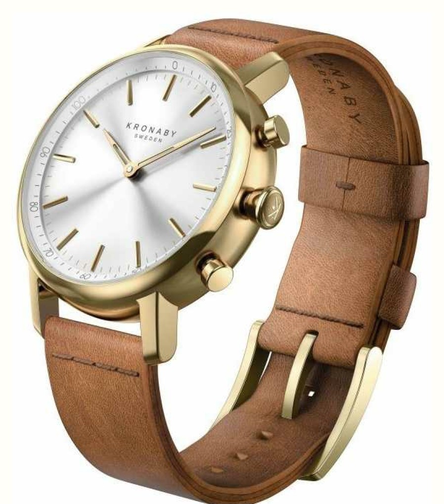 Women'S Kronaby | Kronaby Carat Hybrid Smartwatch (38Mm) Black Dial / Brown Italian Leather Strap (A1000-0717)