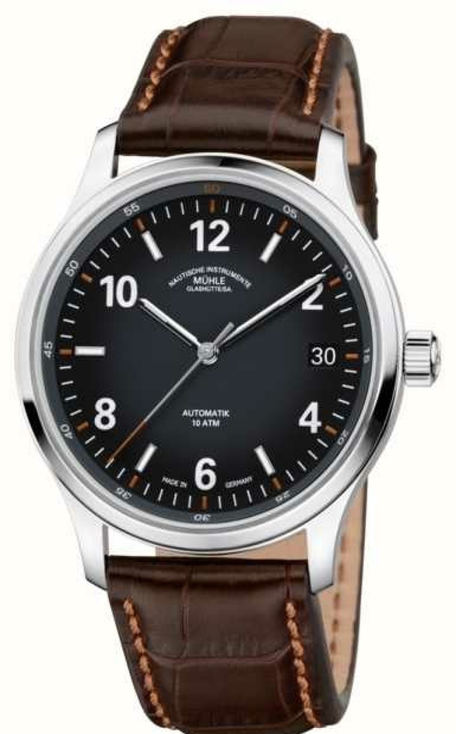 Men'S Muhle Glashutte | Muhle Glashutte Men'S Lunova Datum Automatic Brown Leather