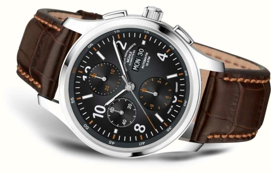 Men'S Muhle Glashutte | Muhle Glashutte Men'S Lunova Chronograph Automatic Brown Leather