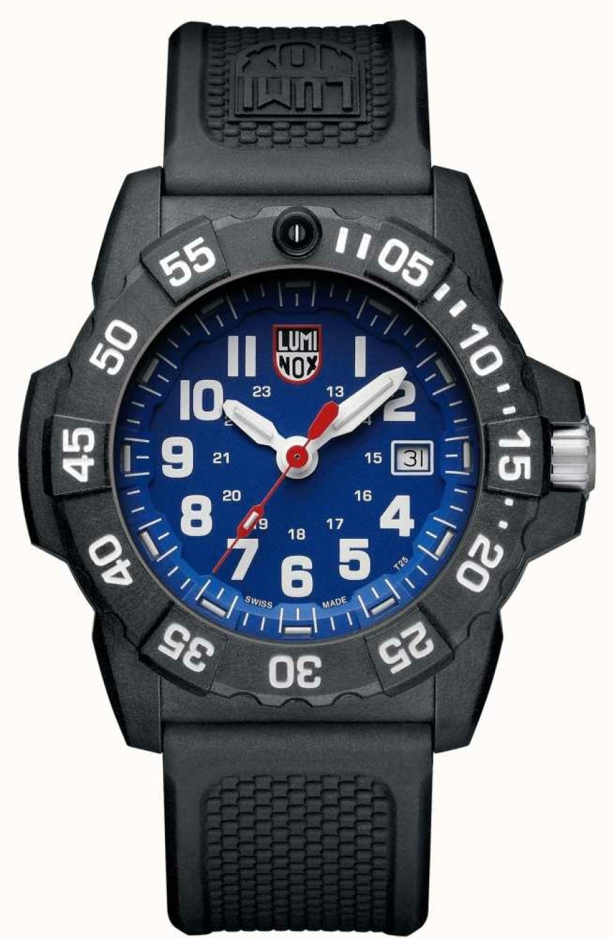 Men'S Luminox | Luminox Men'S Navy Seal 3500 Blue Dial Pu Black Strap