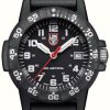 Men'S Luminox | Luminox Sea Turtle 0300 Series Black Pu Strap