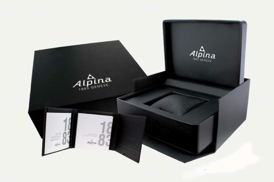 Men'S Alpina | Alpina Startimer Pilot Automatic (44Mm) Dark Grey Dial / Black Leather