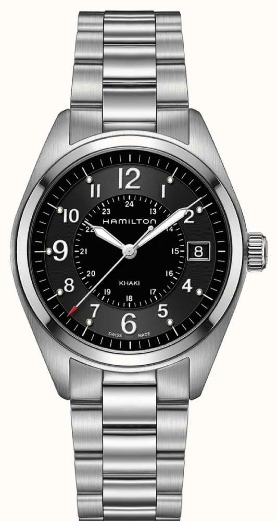 Men'S Hamilton | Hamilton Khaki Field Quartz (40Mm) Black Dial / Stainless Steel Bracelet